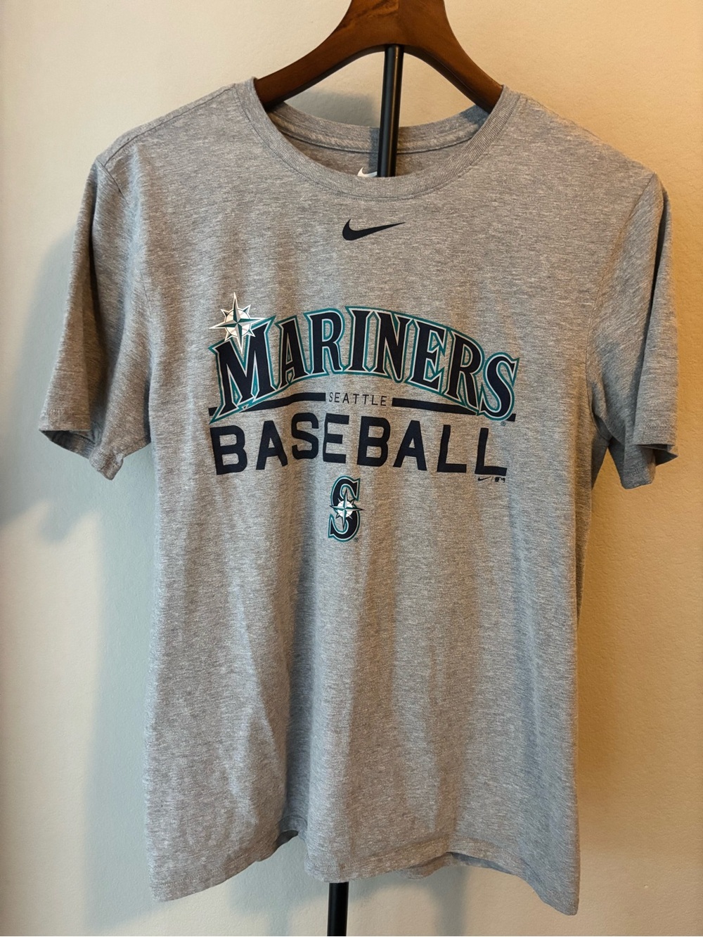Nike Gray Seattle Mariners Baseball Tee with Teal Logo